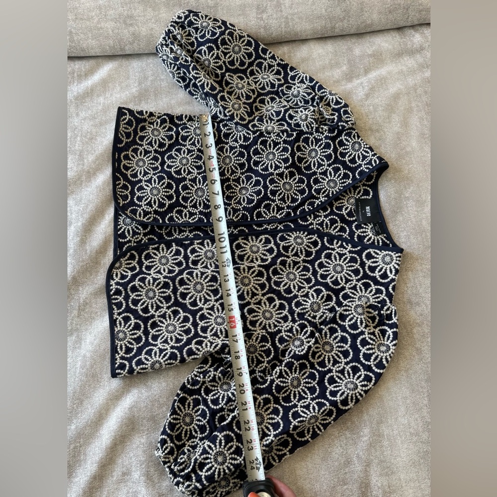 Maeve Anthropologie Cropped Floral Embroidered Jacket Puff Sleeve One Size - Picture 9 of 10